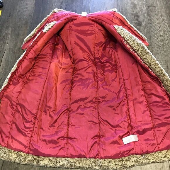 Oilily Girls Long Sherpa Coat Hooded Full Zip Embroidered Ribbons Size 140 10Y - Picture 10 of 12